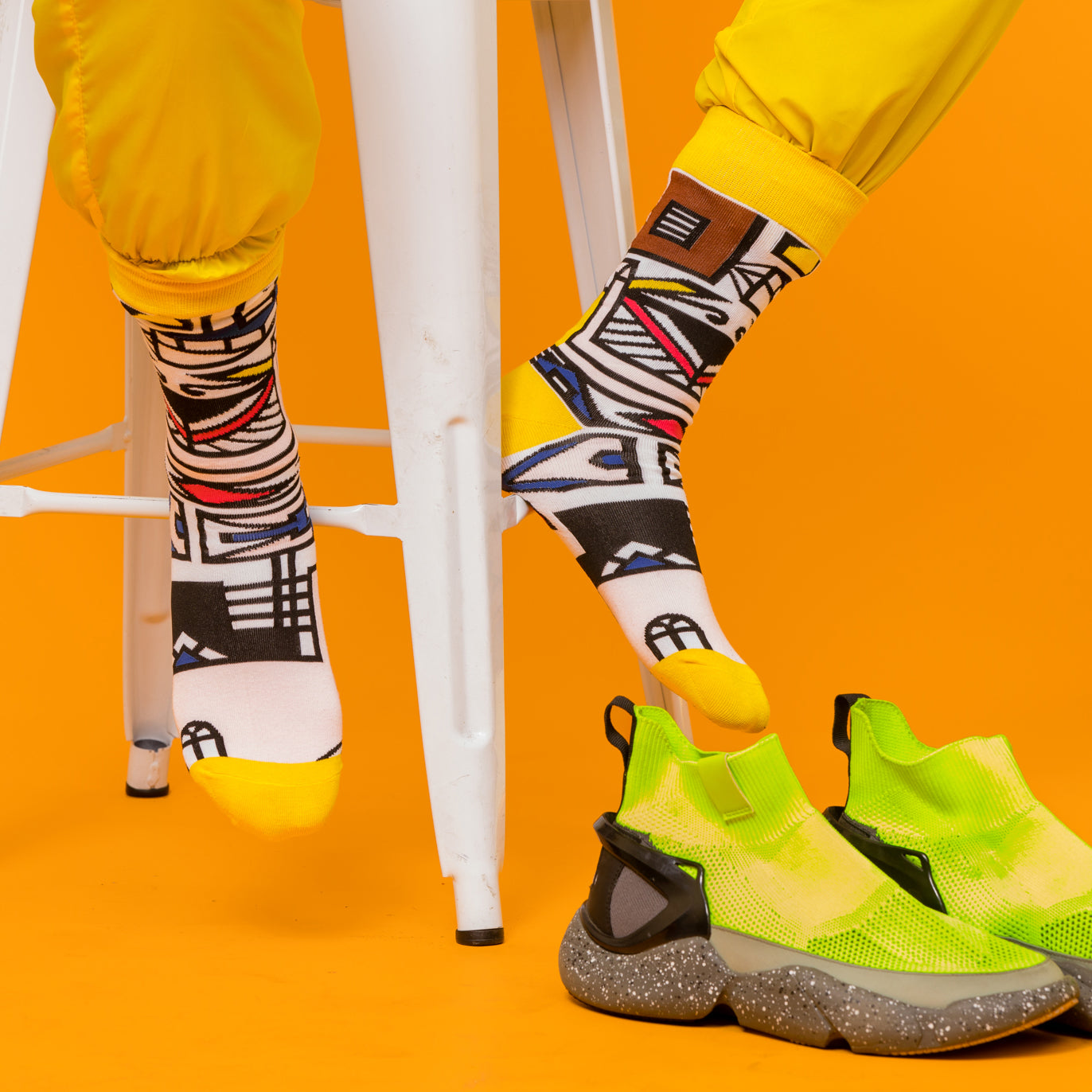 Yellow Ndebele - African Culture Print Inspired Socks