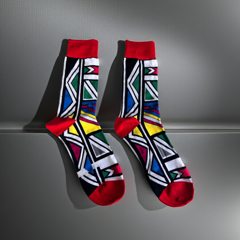 Bold Red and White Ndebele Fusion