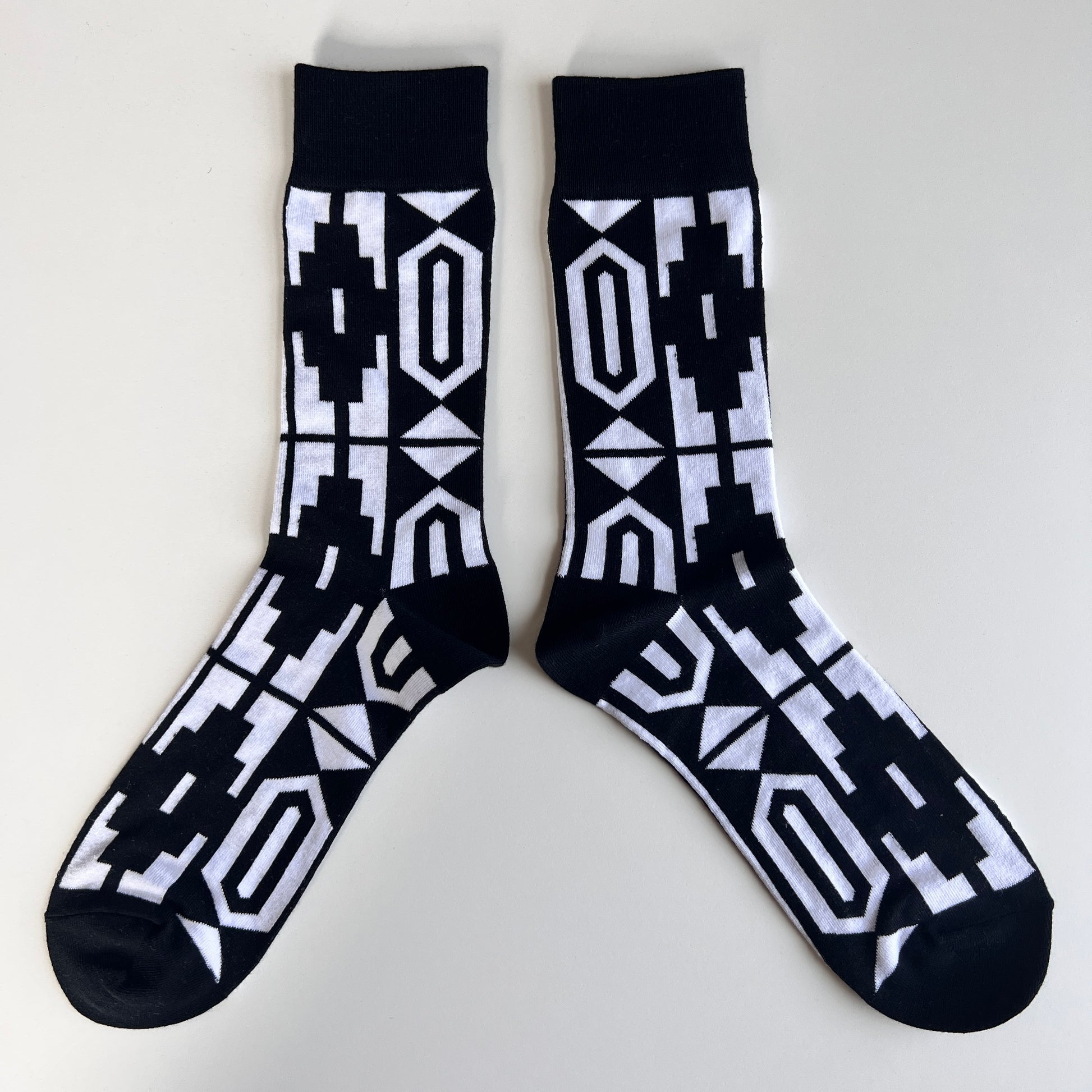 Classic Black and White Xhosa: African Print Socks with Traditional Inspiration - smc collection