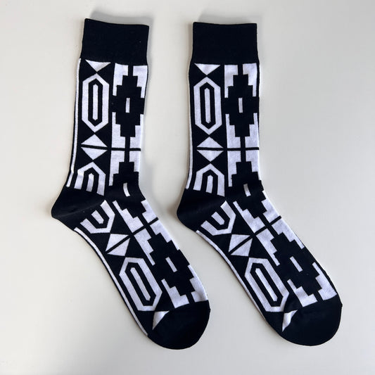 Classic Black and White Xhosa: African Print Socks with Traditional Inspiration - smc collection