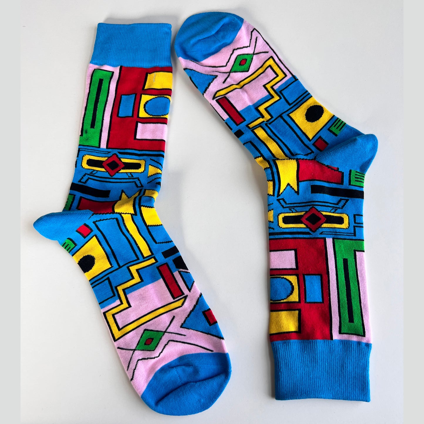 Sky-Blue Ndebele Delight: African Print Socks with Traditional Inspiration - smc collection