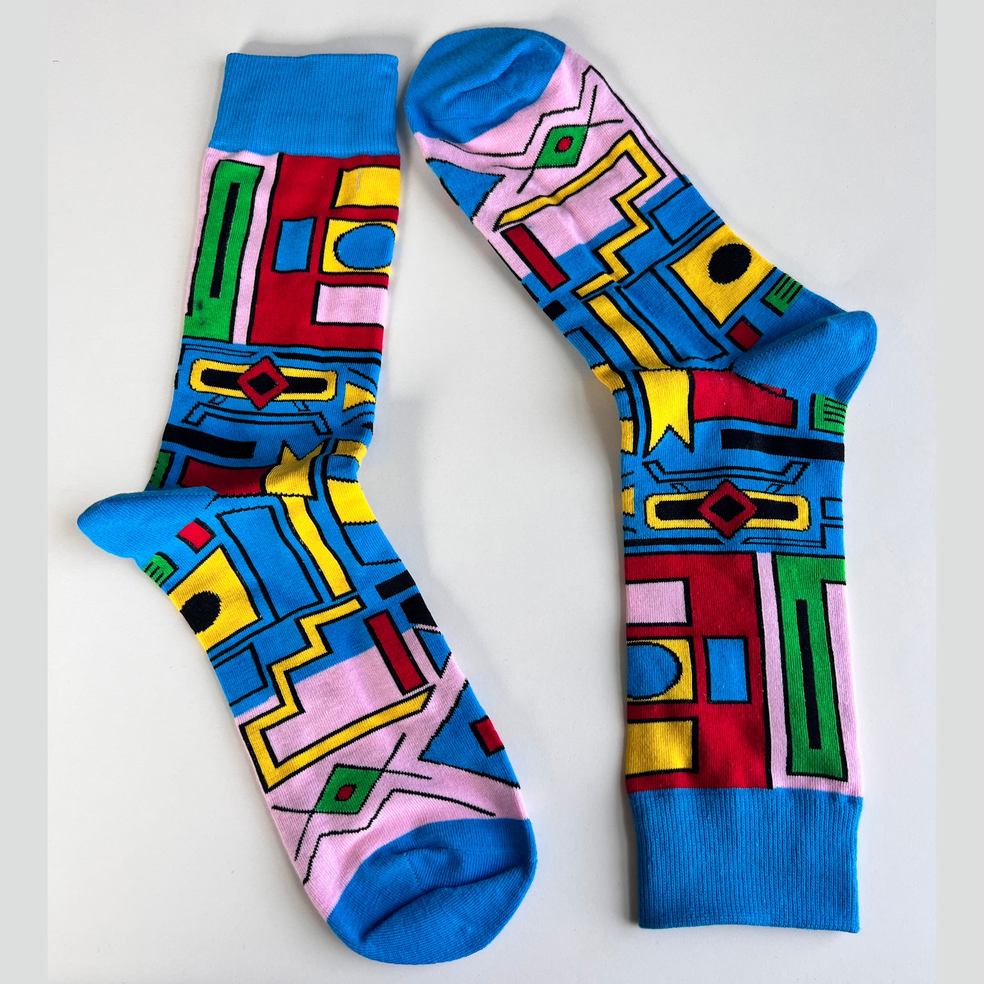 Sky-Blue Ndebele Delight: African Print Socks with Traditional Inspiration - smc collection