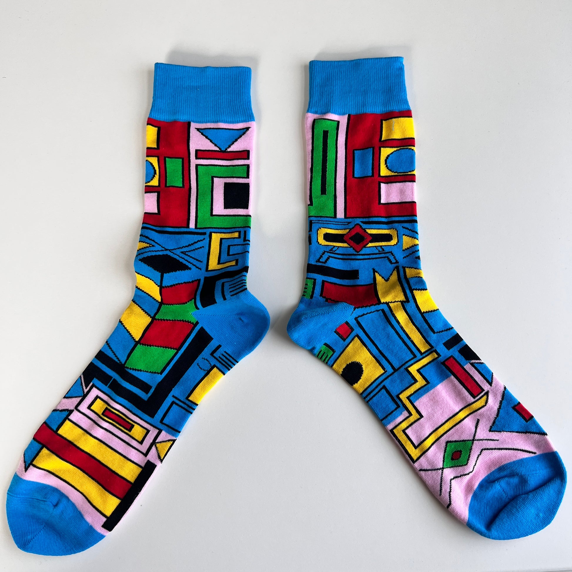 Sky-Blue Ndebele Delight: African Print Socks with Traditional Inspiration - smc collection