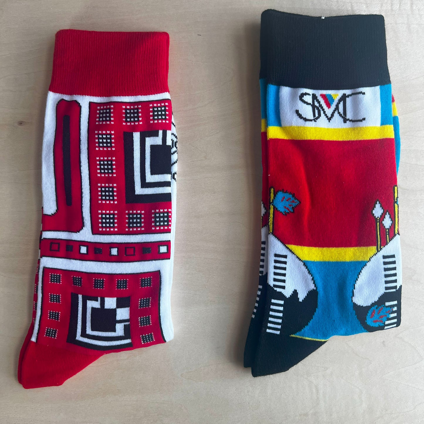 Royal Fusion: Shona and Swati Inspired African Print Socks Set in Red and Black