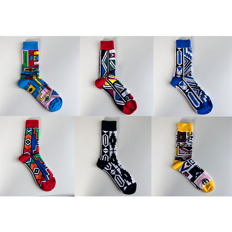 Six Shades of Culture: Ndebele and Xhosa Inspired African Print Socks - Set of 6 Pairs - smc collection