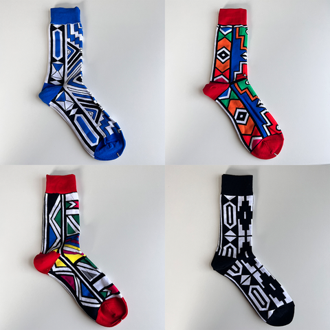 Indlovukazi's Collection: Ndebele and Xhosa Inspired African Print Socks - Set of 4 Pairs - smc collection