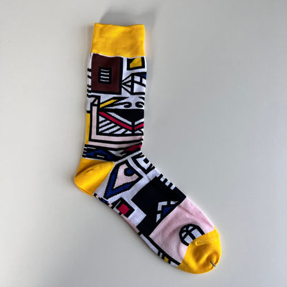 Sunny Yellow Ndebele Blaze: African Print Socks with Traditional Inspiration - smc collection