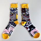 Sunny Yellow Ndebele Blaze: African Print Socks with Traditional Inspiration - smc collection