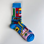 Sky-Blue Ndebele Delight: African Print Socks with Traditional Inspiration - smc collection