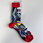 Bold Red and White Ndebele Fusion: African Print Socks with Traditional Inspiration - smc collection